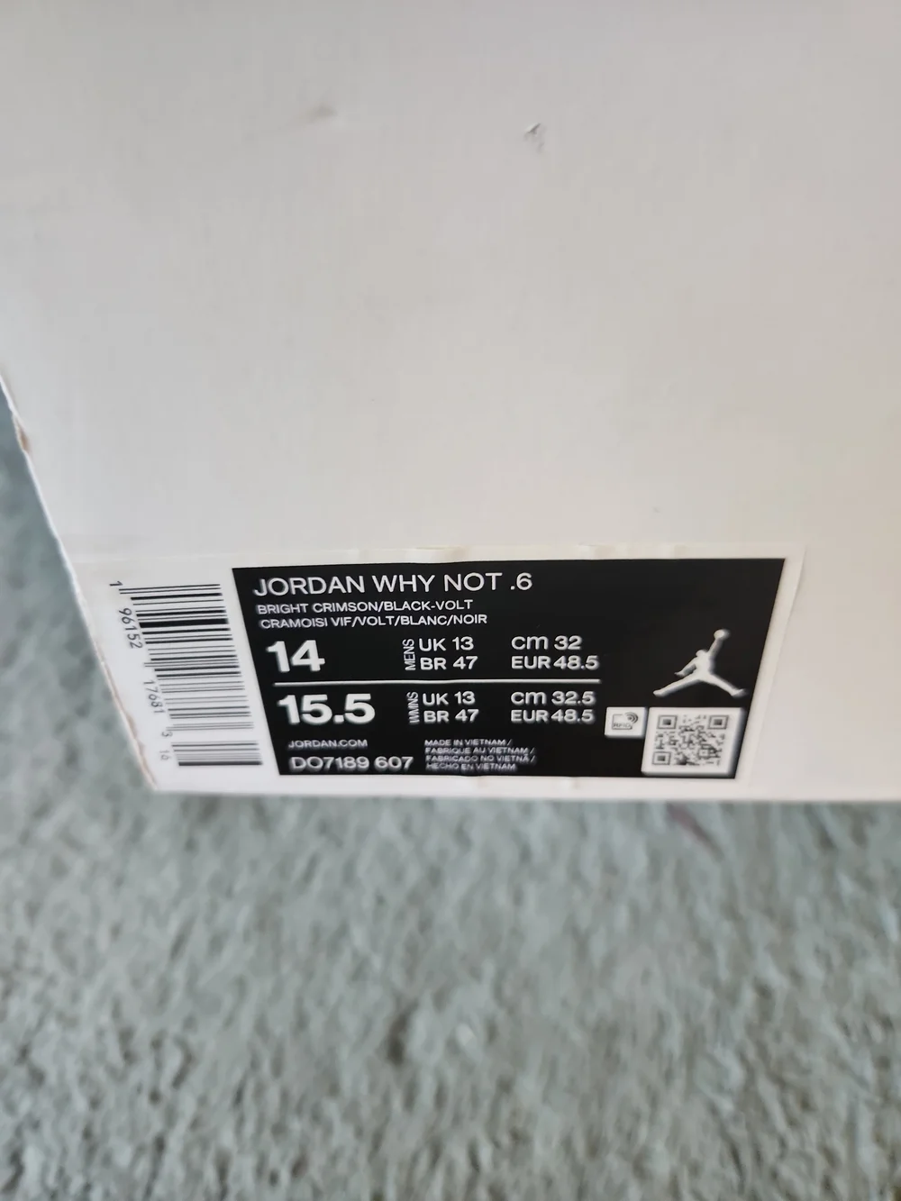 Size 14 - Air Jordan Why Not Zer0.6 Bright Crimson With Box